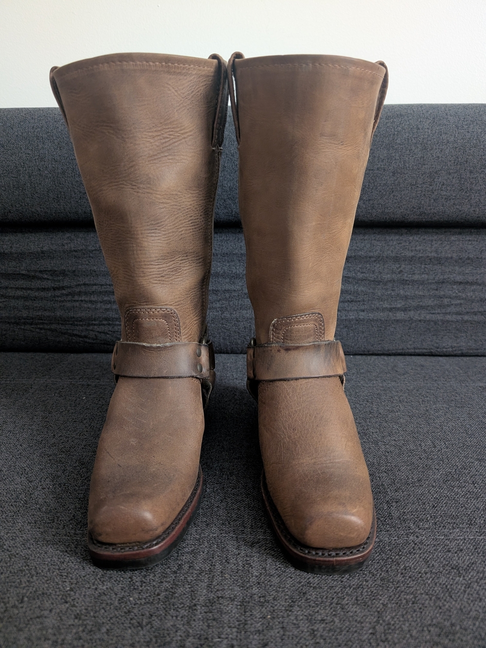 Frye SMOKE Leather Harness 12R Mid-Calf Boots